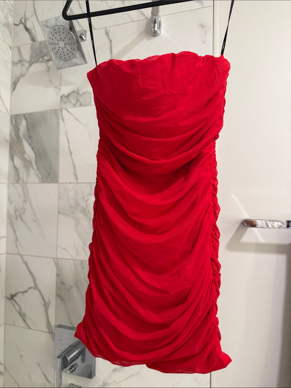 Forever 21 Red Ruched Strapless Mini Dress